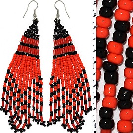 12pair Dangle Earrings Beads Tubes Silver Tone Red Black Ger062