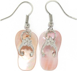Flip Flops Abalone Earrings Silver Pink Ger1025