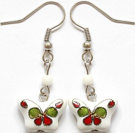 Cloisonné Earrings Butterfly White Ger1071