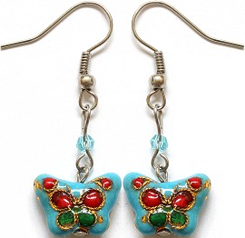 Cloisonné Earrings Butterfly Turquoise Ger1073