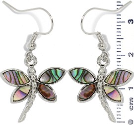 Abalone Earrings Dragonfly Silver Green Ger1335