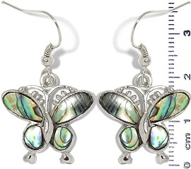 Abalone Earrings Butterfly Silver Green Ger1336