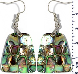Abalone Earrings Rectangle Trapezoid Green Ger1348