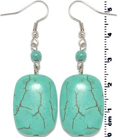 Earth Stone Earrings Rectangle Turquoise Ger1405