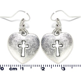 Earring Silver Cross Heart Ger2111