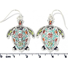 Sea Turtle Earrings Multi Colored Turquoise Silver Ger2194