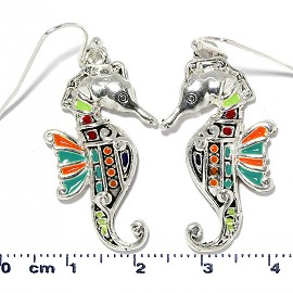 Seahorse Earrings Multi Color Silver Orange Turquoise Ger2222
