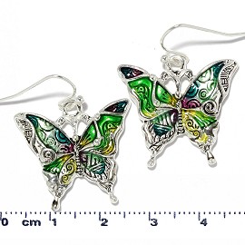 Butterfly Earrings Multi Color Green Yellow Silver Ger2223