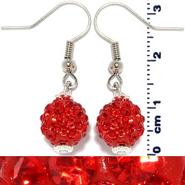 Rhinestone Ball Earrings Red Ger240