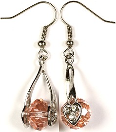 Crystal Earrings Heart Peach Ger274
