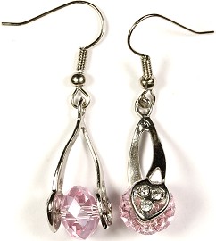 Crystal Earrings Heart Pink Ger275