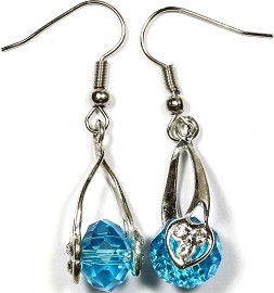 Crystal Earrings Heart Aqua Ger306