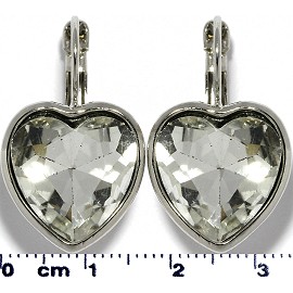 Crystal Earrings Heart Silver Tone Clear Ger359