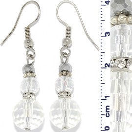 1 Pair Snowman Earrings Crystal Cut Round Beads Clear Ger366