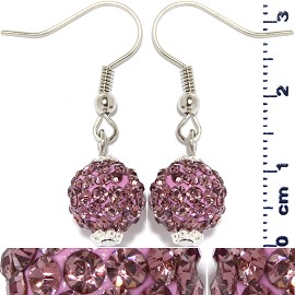 Rhinestone Earrings Ball Bead Purple Pink Ger429