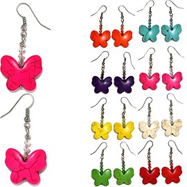 8 Pieces Mix Color Butterfly Smooth Earth Stone Earrings Ger430