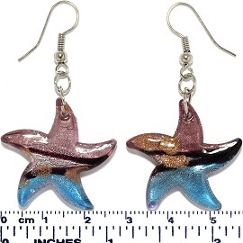 Starfish Glass Earrings Purple Gold Black Turquoise Multi Ger456