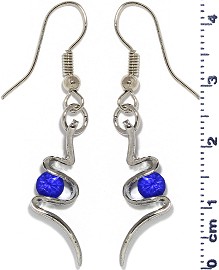 Rhinestone Earrings Silver Blue Ger461