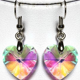 Crystal Earrings Heart Aura Borealis Ger563