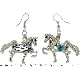 Abalone Earrings Horse Silver Green Ger592