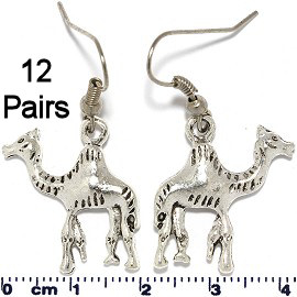 12 Pairs Camel Desert Animal Earrings Silver Metallic Ger608