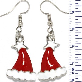 Christmas Earrings Santa Hat Star Cloud Red White Ger613