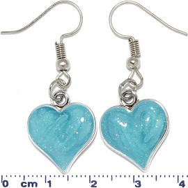 Heart Shaped Earrings Silver Tone Turquoise Ger616