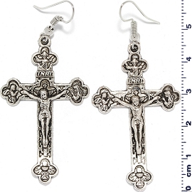 Jesus Crucifix Cross Earrings Metallic Alloy Tone Ger632