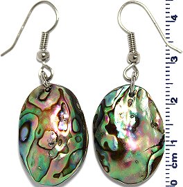 Abalone Earrings Oval Double-Shell Green Ger648