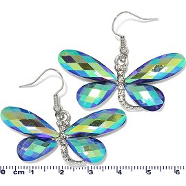 Crystal Rhinestone Earring Dragonfly Aura Blue Ger661