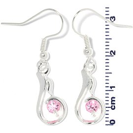 Rhinestone Earrings Silver Pink Ger699
