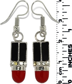 Earrings Lady's Lipstick Rhinestones Metallic Black Red Ger731