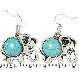 Earth Stone Earrings Elephant Turquoise Silver Ger737