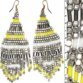 Dangle Earrings Cube Beads Tubes Silver Gold Yellow White Ger790