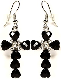 Black Crystal Earrings Silver Black Ger811