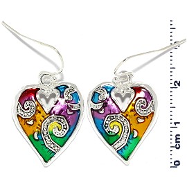 Heart Earrings Multi Colored Yellow Green Purple Red Ger823