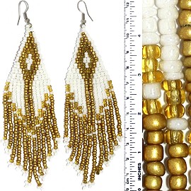 Dangle Earrings Beads White Gold Silver Tone Ger843