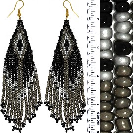 Dangle Earrings Beads Black Gray Silver Gold Tone Ger851
