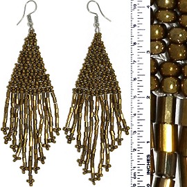 Dangle Earrings Beads Tubes Gold Bronze Silver Tone Ger862