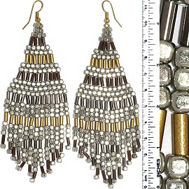 Dangle Earrings Cube Beads Tubes Silver Gold Gray Tone Ger869