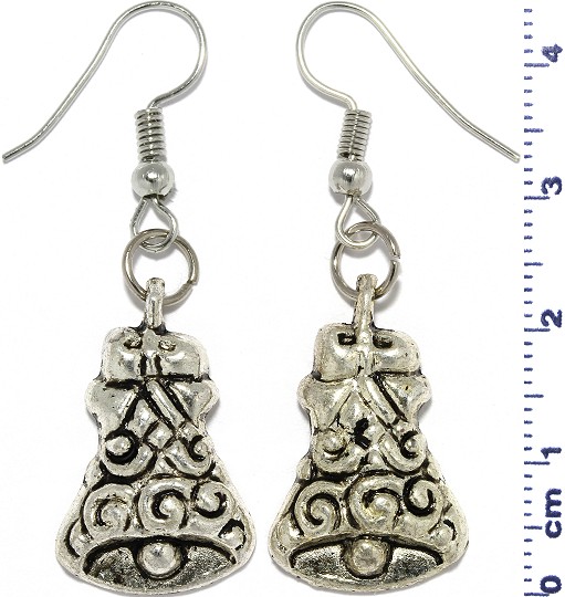 Christmas Bells Dangle Earrings Metallic Gray Silver Tone Ger872