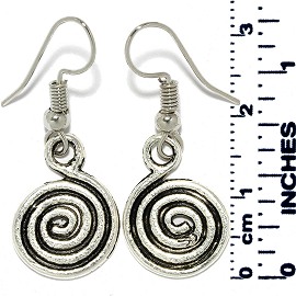 Earrings Coin Swirl Metallic Silver Tone Ger878
