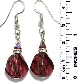 Unique Crystal Cut Earrings Purple Silver Tone Ger902