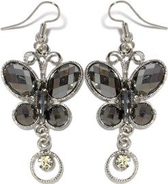 Obsidian Earrings Rhinestone Butterfly Crystals Ger906