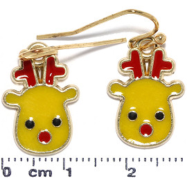 Christmas Reindeer Head Cartoon Earrings Gold Red Yellow Ger947