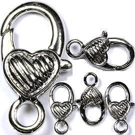 5pcs Lobster Claw Locking Ends Heart 12x26mm Long JF003