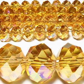 35pcs 10mm Spacers Crystal Beads Aura Borealis Gold JF029
