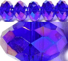 70pcs 8mm Spacers Crystal Oval Bead Royal Blue Aura JF061