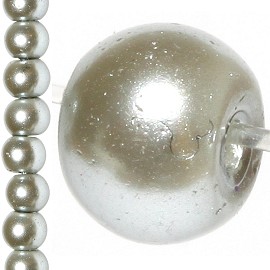 100pc 8mm Faux Pearl Bead Spacer Silver JF1065
