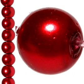 100pc 8mm Faux Pearl Bead Spacer Red JF1070